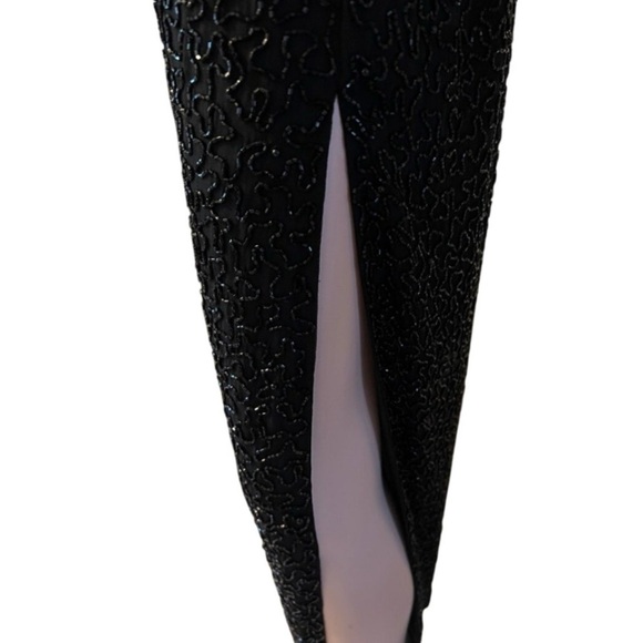 Vintage black strapless silk beaded gown size medium - Picture 4 of 16